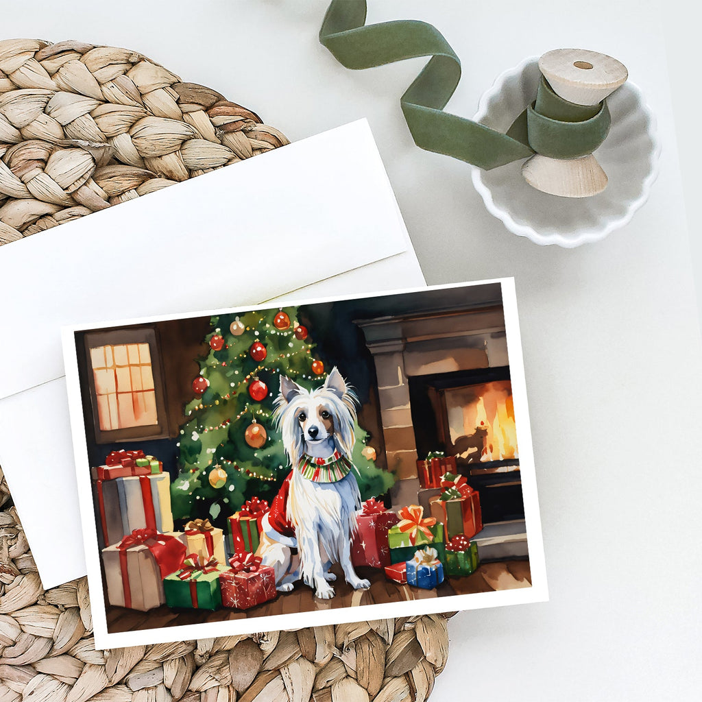 Chinese Crested Cozy Christmas Greeting Cards Pack of 8 Blank Cards with Envelopes Whimsical A7 Size 5x7