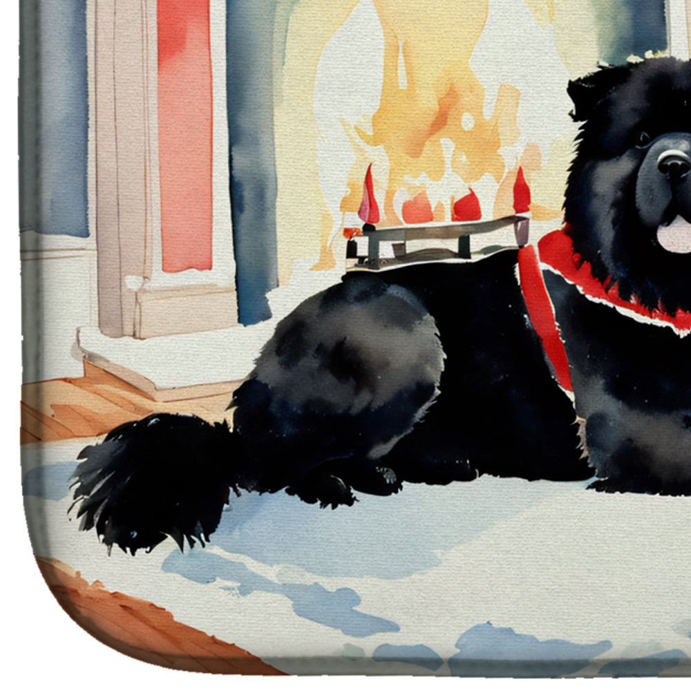 Chow Chow Cozy Christmas Dish Drying Mat Absorbent Dish Drying Mat Pad for Kitchen Counter Dish Drainer Mat for Countertop, 14 x 21", Multicolor