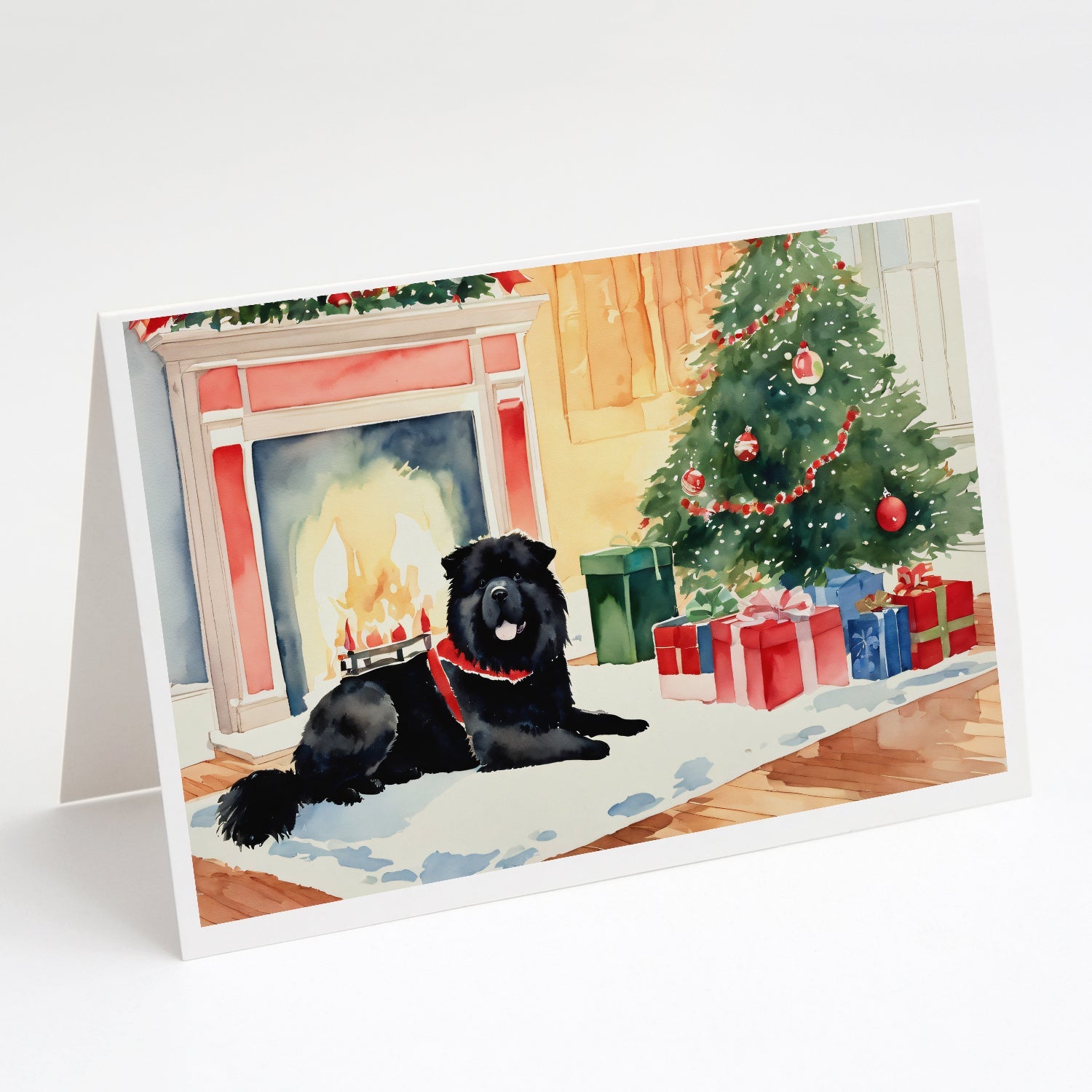 Chow Chow Cozy Christmas Greeting Cards Pack of 8 Blank Cards with Envelopes Whimsical A7 Size 5x7
