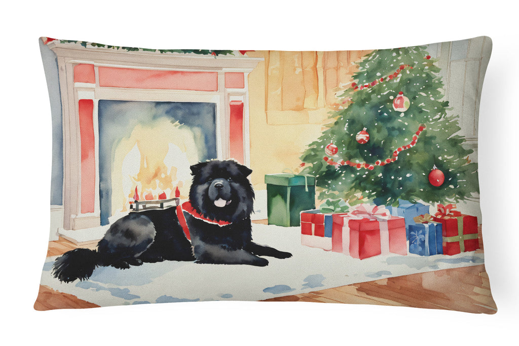 Chow Chow Cozy Christmas Decorative Throw Pillow 12x16 Indoor Outdoor Accent Cushion, Fabric Cover with Insert for Sofa, Bed, Porch & Living Room