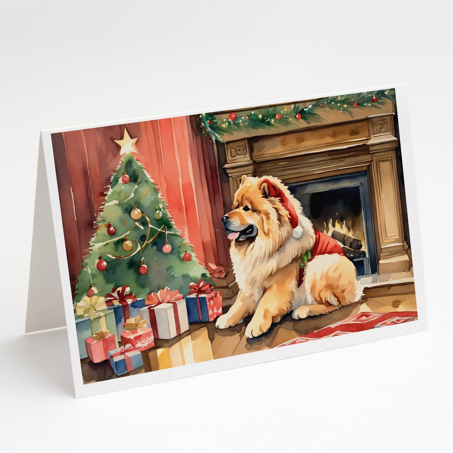 Chow Chow Cozy Christmas Greeting Cards Pack of 8 Blank Cards with Envelopes Whimsical A7 Size 5x7