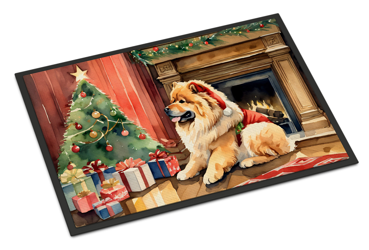 Chow Chow Cozy Christmas Doormat Indoor Outdoor 24H X 36W Front Door Mat Rugs for Entryway, Non Slip Washable Low Pile,
