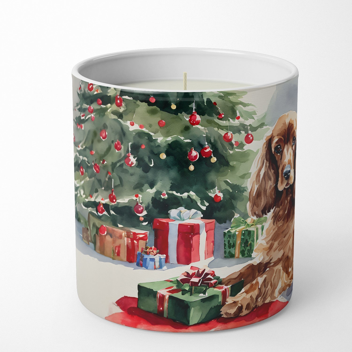 Cocker Spaniel Cozy Christmas Decorative Soy Candle Nature Soy Wax Essential Oil Home Decor Ideal for Bedroom Kitchen Bath Office Gift, 10 oz