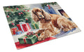 Cocker Spaniel Cozy Christmas Cutting Board Tempered Glass Kitchen Cutting Surface, Heat Resistant Chopping, Non-Slip Feet, Food Prep & Serving