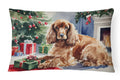Cocker Spaniel Cozy Christmas Decorative Throw Pillow 12x16 Indoor Outdoor Accent Cushion, Fabric Cover with Insert for Sofa, Bed, Porch & Living Room