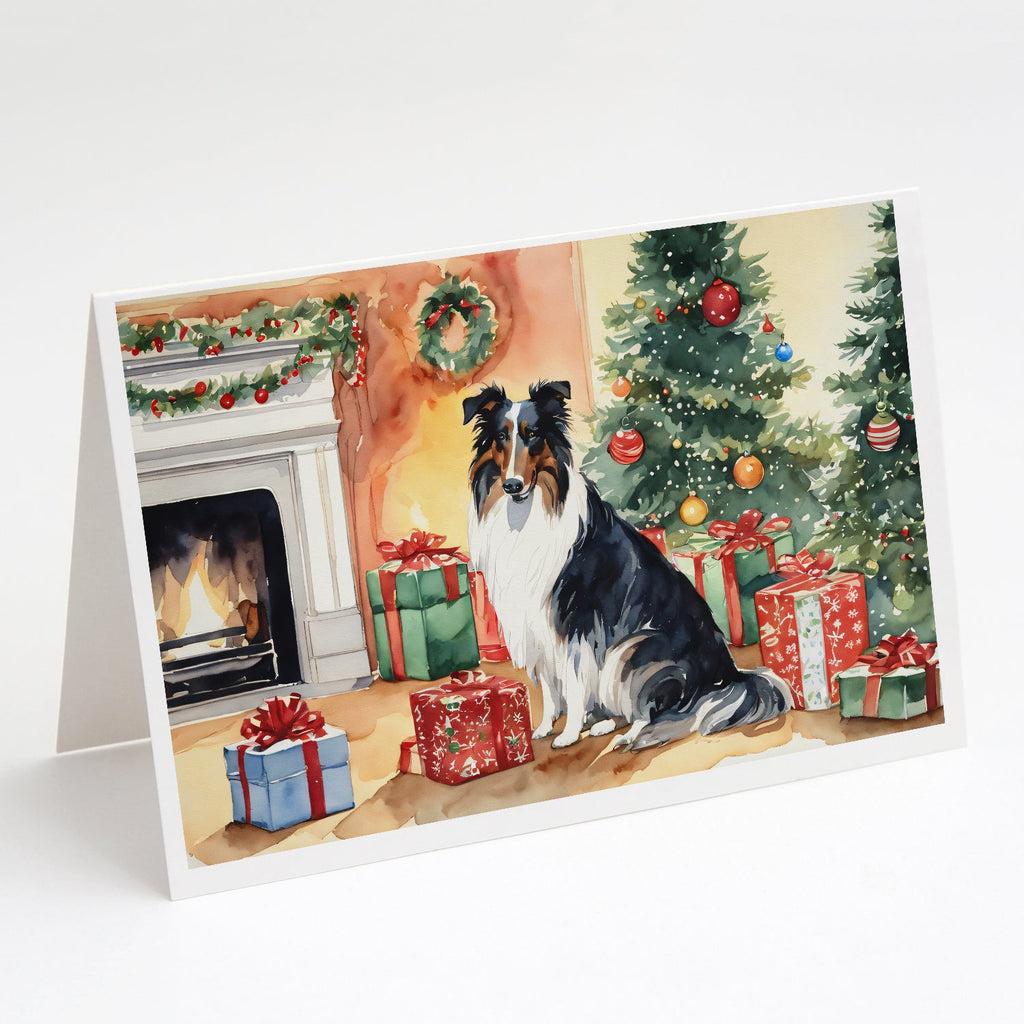 Collie Cozy Christmas Greeting Cards Pack of 8 Blank Cards with Envelopes Whimsical A7 Size 5x7