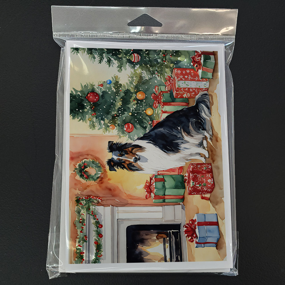 Collie Cozy Christmas Greeting Cards Pack of 8 Blank Cards with Envelopes Whimsical A7 Size 5x7