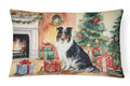 Collie Cozy Christmas Decorative Throw Pillow 12x16 Indoor Outdoor Accent Cushion, Fabric Cover with Insert for Sofa, Bed, Porch & Living Room