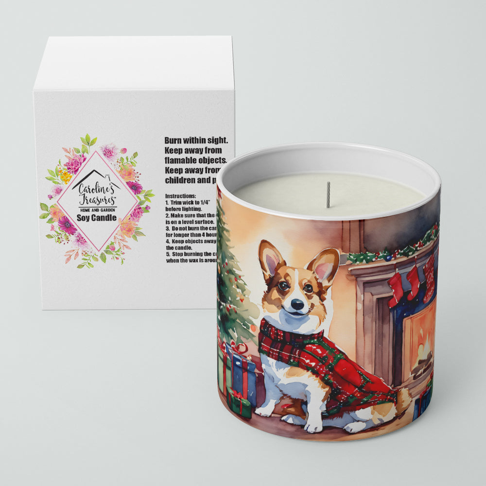 Corgi Cozy Christmas Decorative Soy Candle Nature Soy Wax Essential Oil Home Decor Ideal for Bedroom Kitchen Bath Office Gift, 10 oz