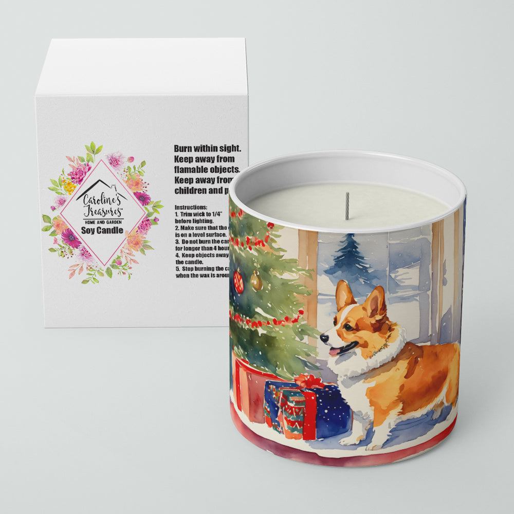 Corgi Cozy Christmas Decorative Soy Candle Nature Soy Wax Essential Oil Home Decor Ideal for Bedroom Kitchen Bath Office Gift, 10 oz