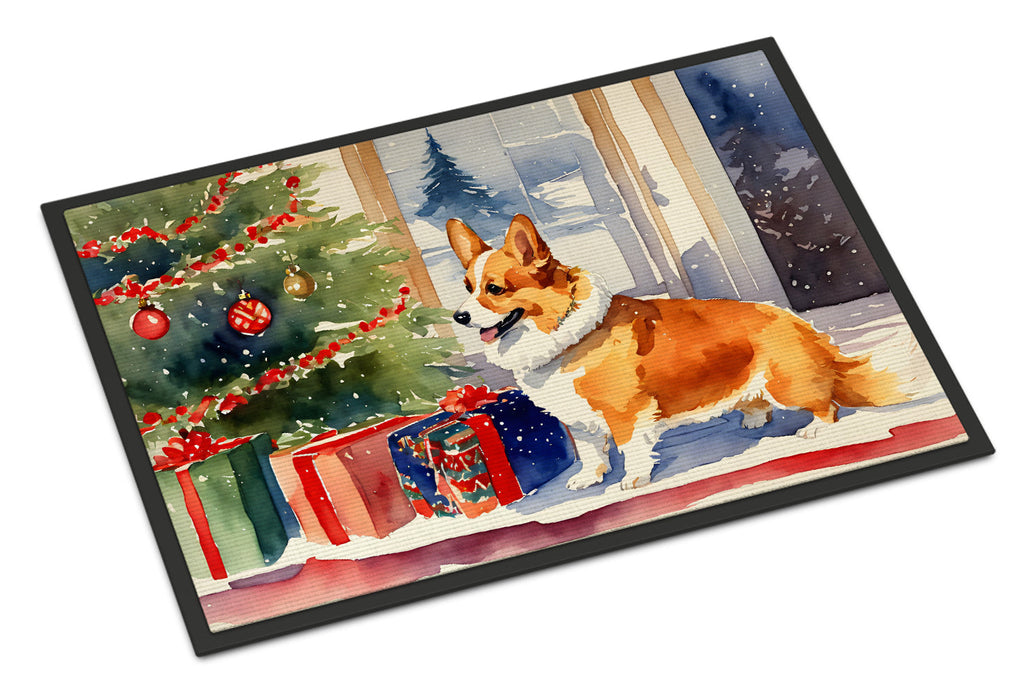 Corgi Cozy Christmas Doormat Indoor Outdoor 24H X 36W Front Door Mat Rugs for Entryway, Non Slip Washable Low Pile,