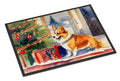 Corgi Cozy Christmas Doormat Indoor Outdoor 24H X 36W Front Door Mat Rugs for Entryway, Non Slip Washable Low Pile,