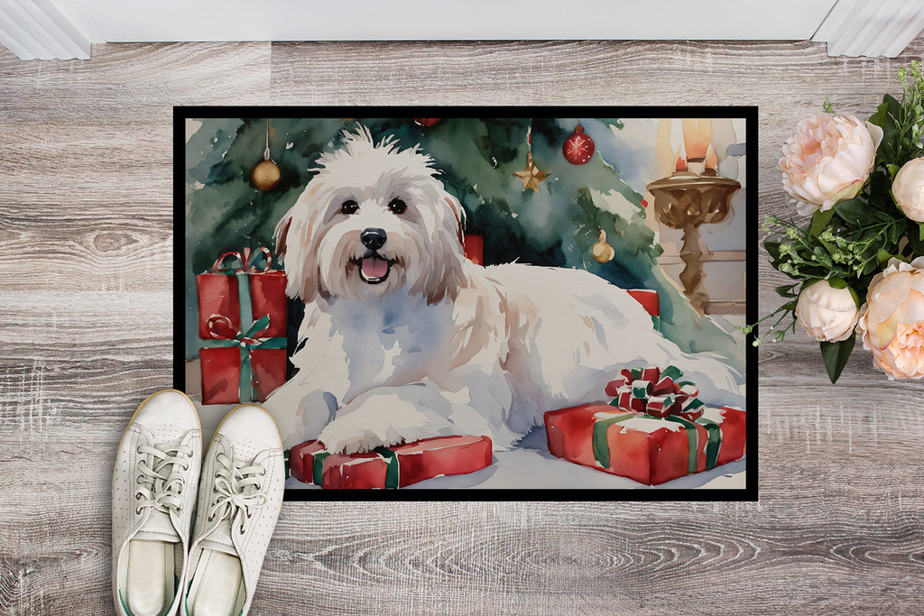 Coton De Tulear Cozy Christmas Doormat Indoor Outdoor 24H X 36W Front Door Mat Rugs for Entryway, Non Slip Washable Low Pile,