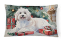 Coton De Tulear Cozy Christmas Decorative Throw Pillow 12x16 Indoor Outdoor Accent Cushion, Fabric Cover with Insert for Sofa, Bed, Porch & Living Room