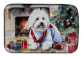 Coton De Tulear Cozy Christmas Dish Drying Mat Absorbent Dish Drying Mat Pad for Kitchen Counter Dish Drainer Mat for Countertop, 14 x 21", Multicolor