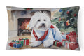 Coton De Tulear Cozy Christmas Decorative Throw Pillow 12x16 Indoor Outdoor Accent Cushion, Fabric Cover with Insert for Sofa, Bed, Porch & Living Room