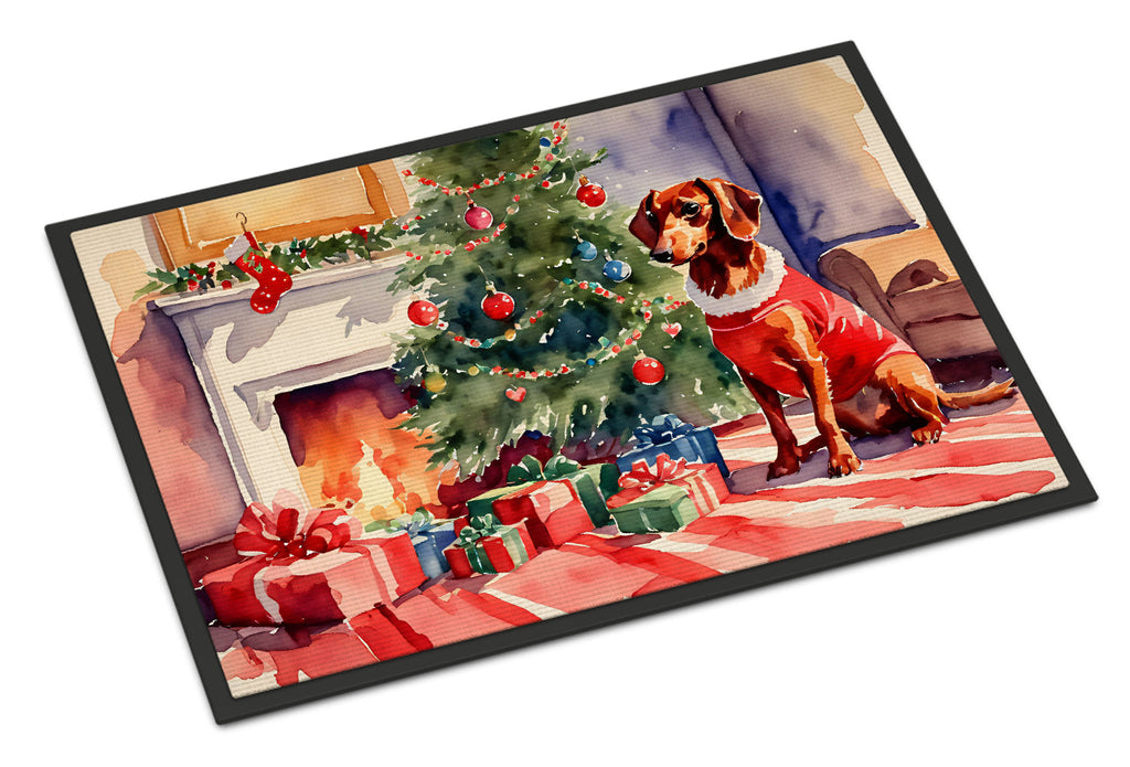 Dachshund Cozy Christmas Doormat Indoor Outdoor 24H X 36W Front Door Mat Rugs for Entryway, Non Slip Washable Low Pile,