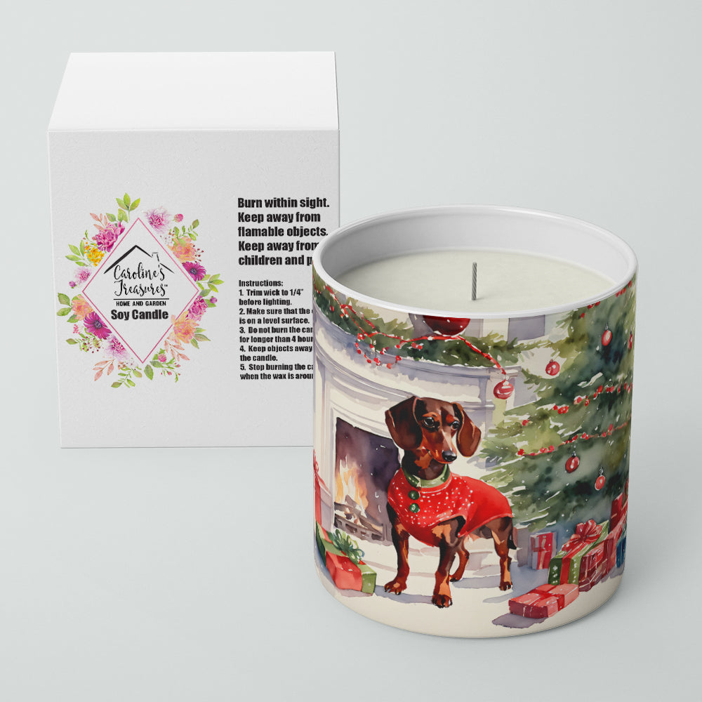 Dachshund Cozy Christmas Decorative Soy Candle Nature Soy Wax Essential Oil Home Decor Ideal for Bedroom Kitchen Bath Office Gift, 10 oz