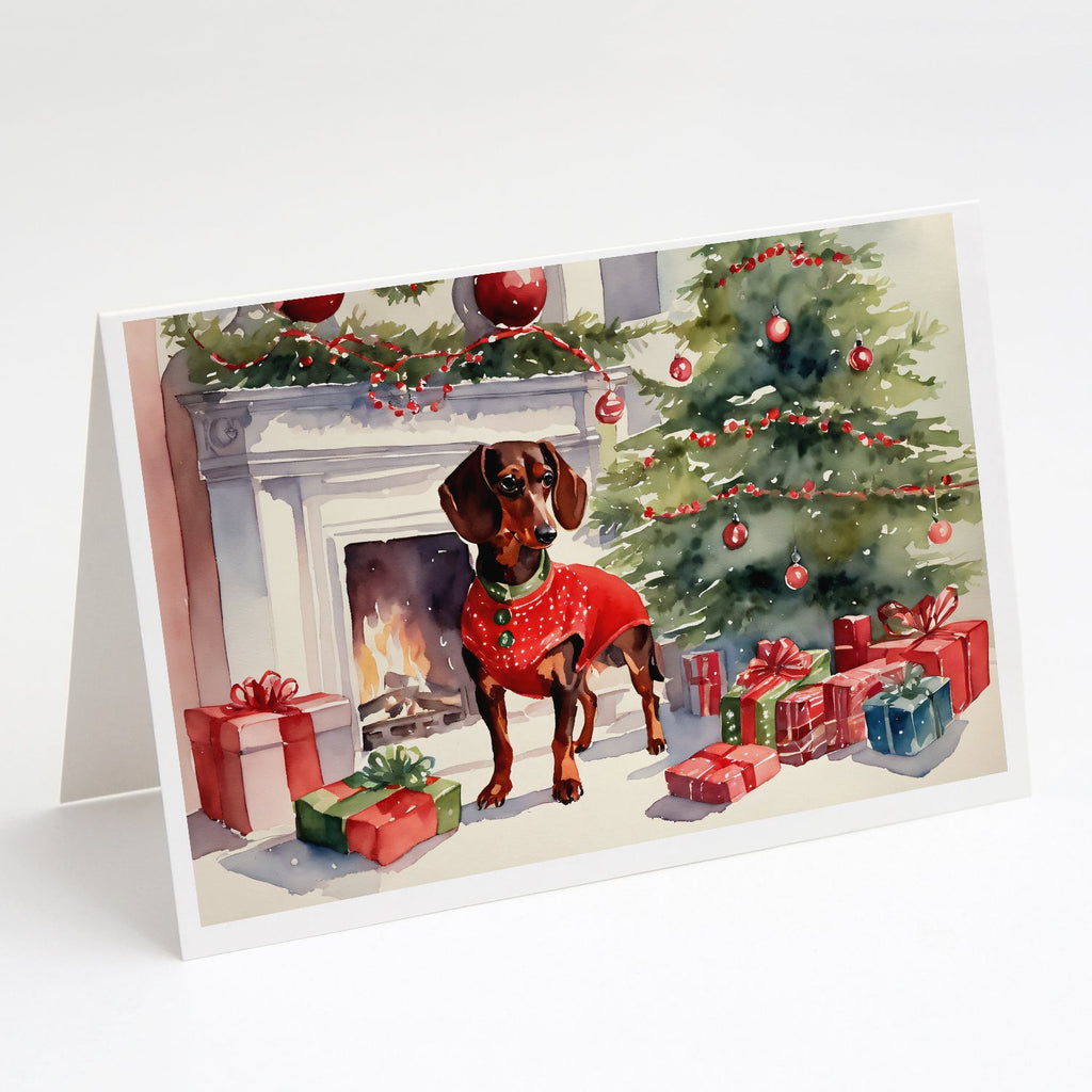 Dachshund Cozy Christmas Greeting Cards Pack of 8 Blank Cards with Envelopes Whimsical A7 Size 5x7