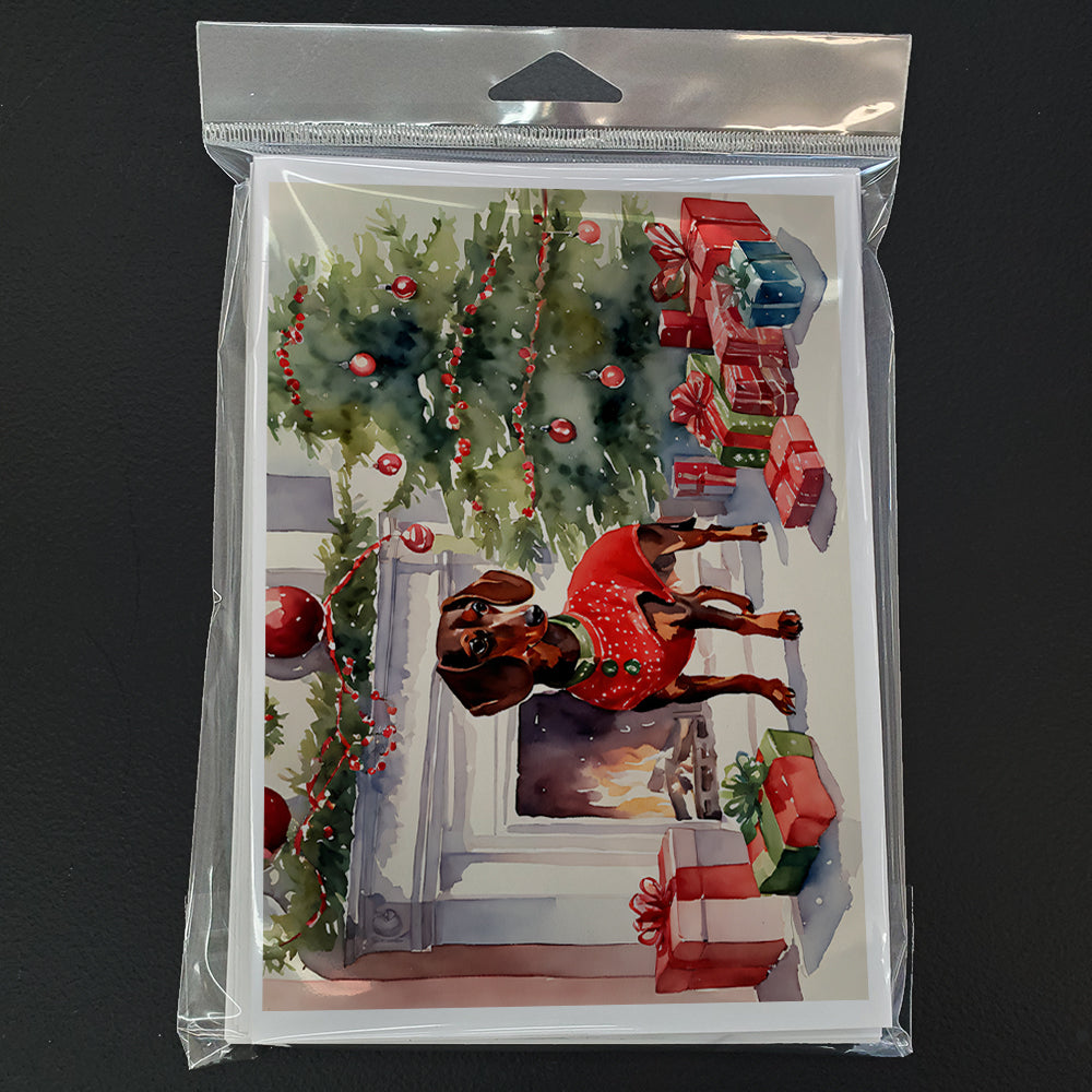 Dachshund Cozy Christmas Greeting Cards Pack of 8 Blank Cards with Envelopes Whimsical A7 Size 5x7