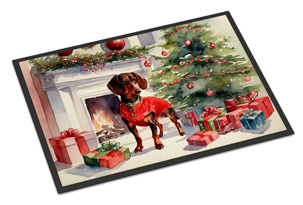 Dachshund Cozy Christmas Doormat Indoor Outdoor 24H X 36W Front Door Mat Rugs for Entryway, Non Slip Washable Low Pile,