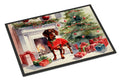 Dachshund Cozy Christmas Doormat Indoor Outdoor 18H X 27W Front Door Mat Rugs for Entryway, Non Slip Washable