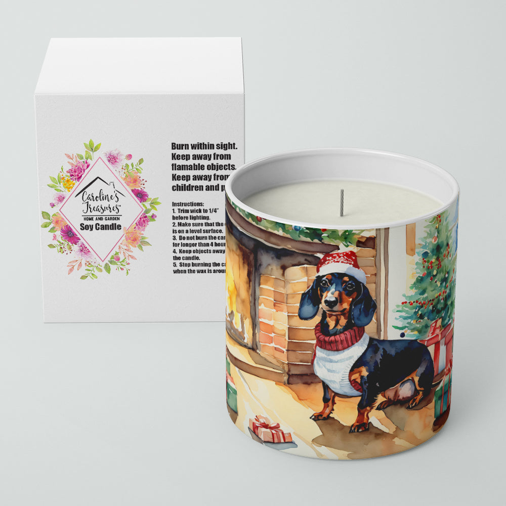 Dachshund Cozy Christmas Decorative Soy Candle Nature Soy Wax Essential Oil Home Decor Ideal for Bedroom Kitchen Bath Office Gift, 10 oz