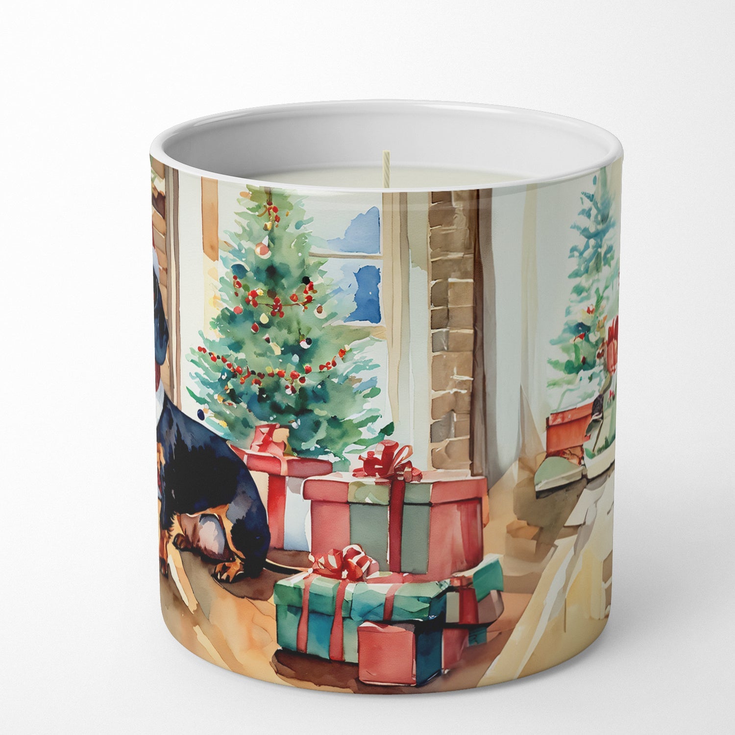 Dachshund Cozy Christmas Decorative Soy Candle Nature Soy Wax Essential Oil Home Decor Ideal for Bedroom Kitchen Bath Office Gift, 10 oz