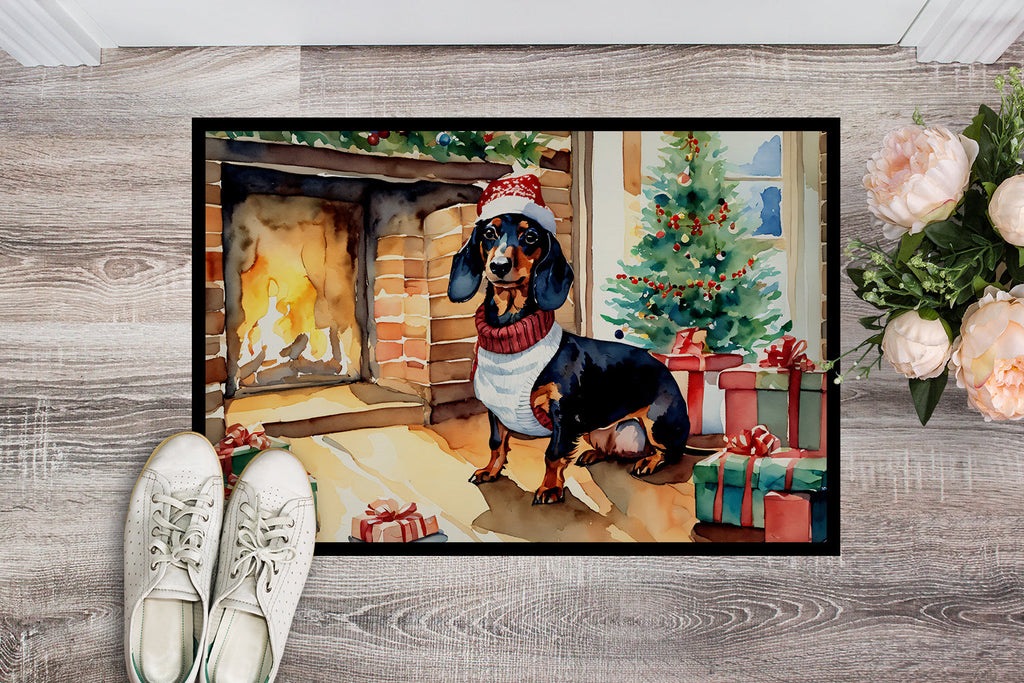 Dachshund Cozy Christmas Doormat Indoor Outdoor 18H X 27W Front Door Mat Rugs for Entryway, Non Slip Washable