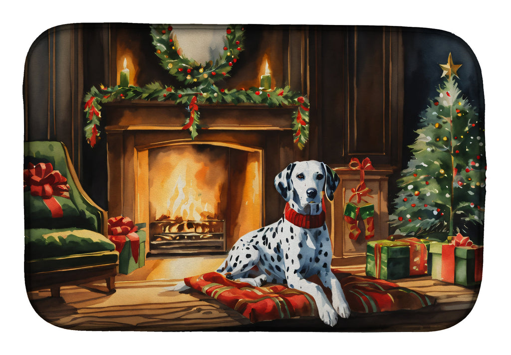 Dalmatian Cozy Christmas Dish Drying Mat Absorbent Dish Drying Mat Pad for Kitchen Counter Dish Drainer Mat for Countertop, 14 x 21", Multicolor