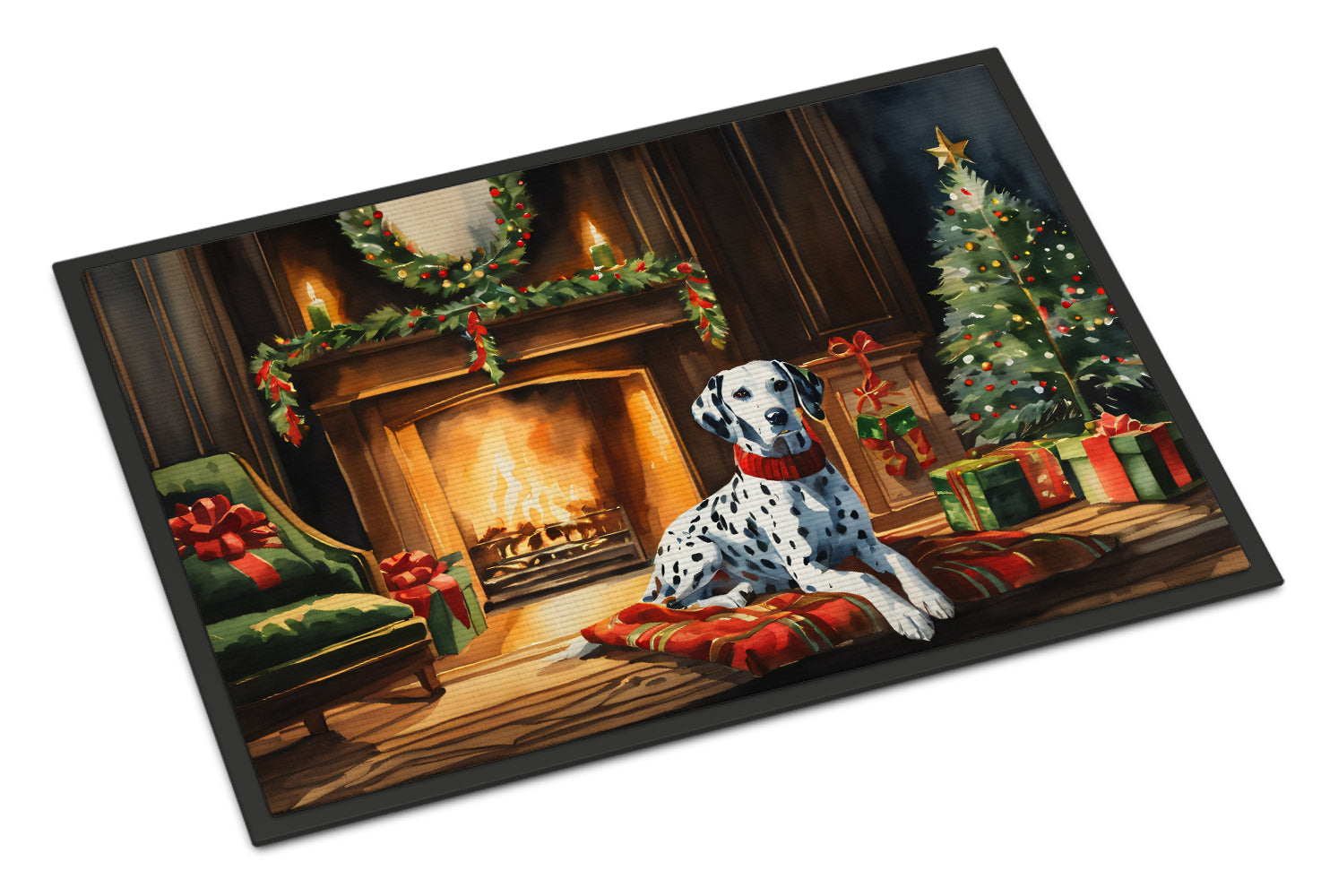 Dalmatian Cozy Christmas Doormat Indoor Outdoor 24H X 36W Front Door Mat Rugs for Entryway, Non Slip Washable Low Pile,