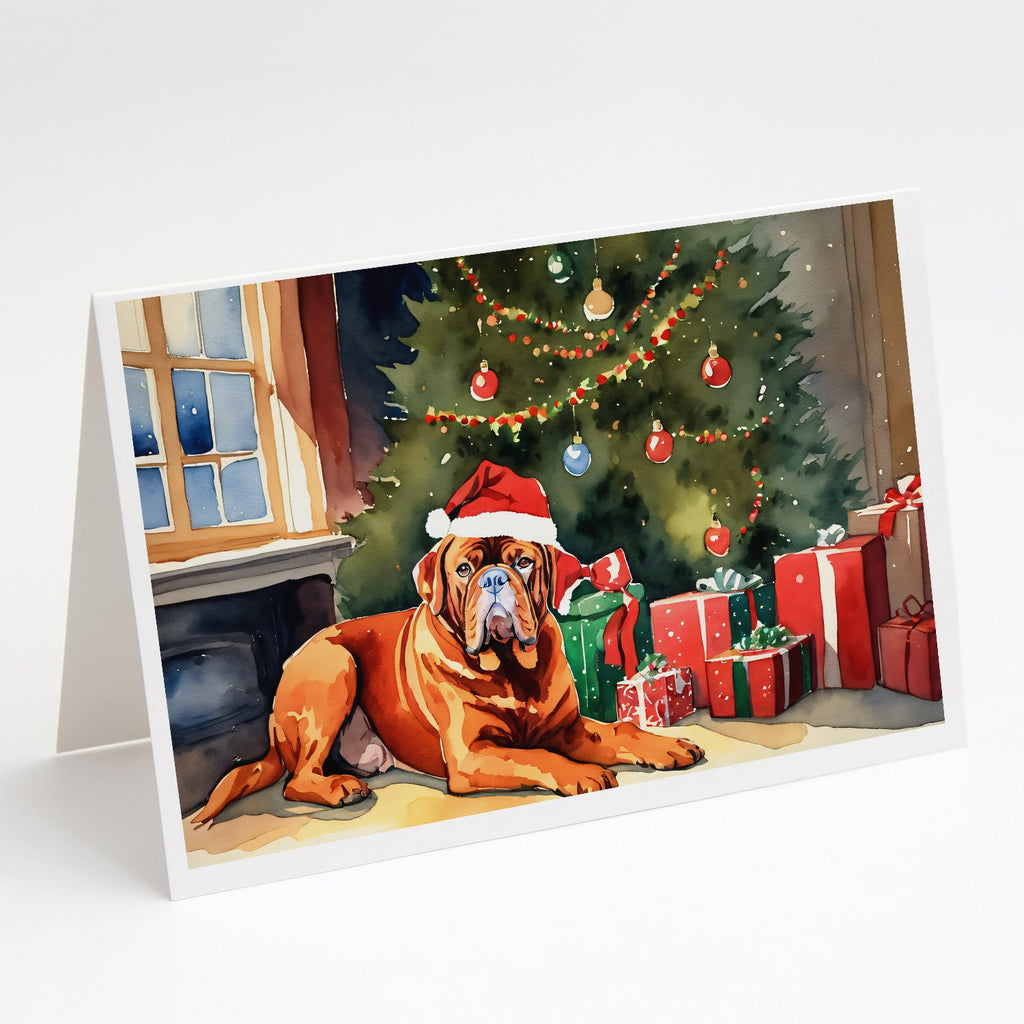 Dogue de Bordeaux Cozy Christmas Greeting Cards Pack of 8 Blank Cards with Envelopes Whimsical A7 Size 5x7