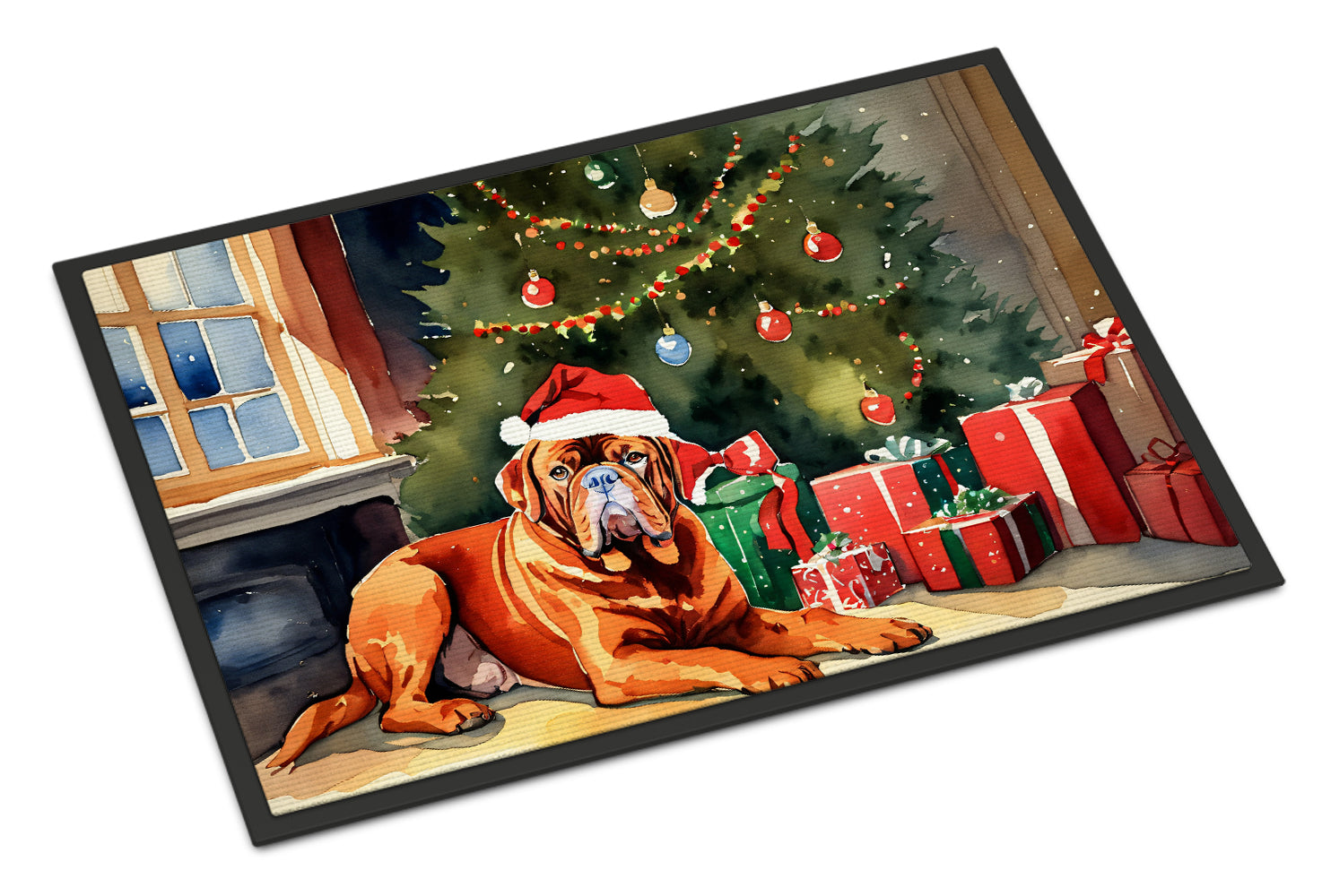 Dogue de Bordeaux Cozy Christmas Doormat Indoor Outdoor 24H X 36W Front Door Mat Rugs for Entryway, Non Slip Washable Low Pile,