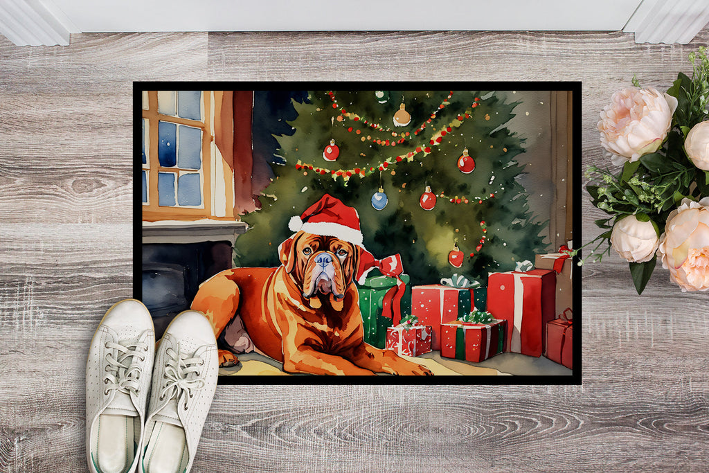 Dogue de Bordeaux Cozy Christmas Doormat Indoor Outdoor 24H X 36W Front Door Mat Rugs for Entryway, Non Slip Washable Low Pile,