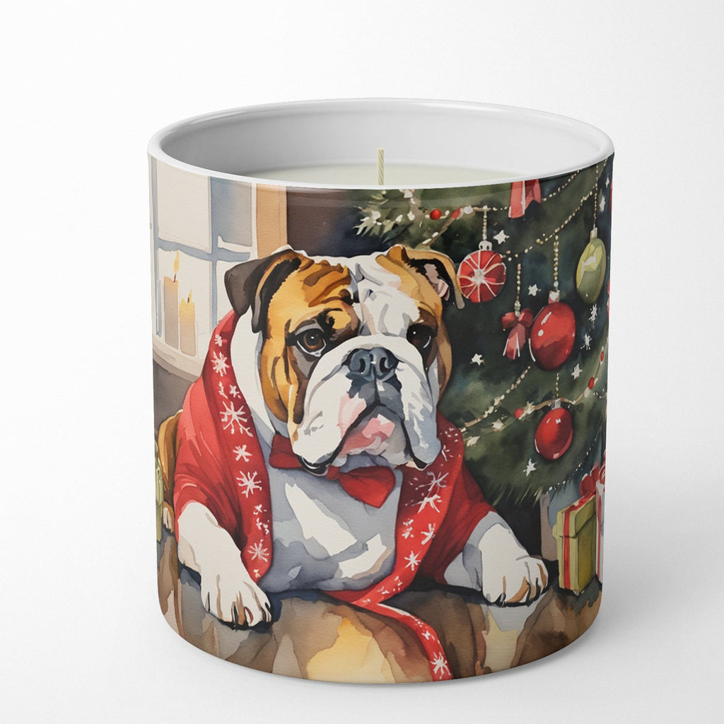 English Bulldog Cozy Christmas Decorative Soy Candle Nature Soy Wax Essential Oil Home Decor Ideal for Bedroom Kitchen Bath Office Gift, 10 oz