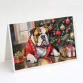 English Bulldog Cozy Christmas Greeting Cards Pack of 8 Blank Cards with Envelopes Whimsical A7 Size 5x7