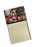 English Bulldog Cozy Christmas Watercolor Sticky Note Holder Refillable Dispenser Desk Accessory 3x3 Pad Gift
