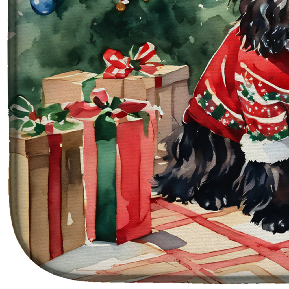 English Cocker Spaniel Cozy Christmas Dish Drying Mat Absorbent Dish Drying Mat Pad for Kitchen Counter Dish Drainer Mat for Countertop, 14 x 21", Multicolor