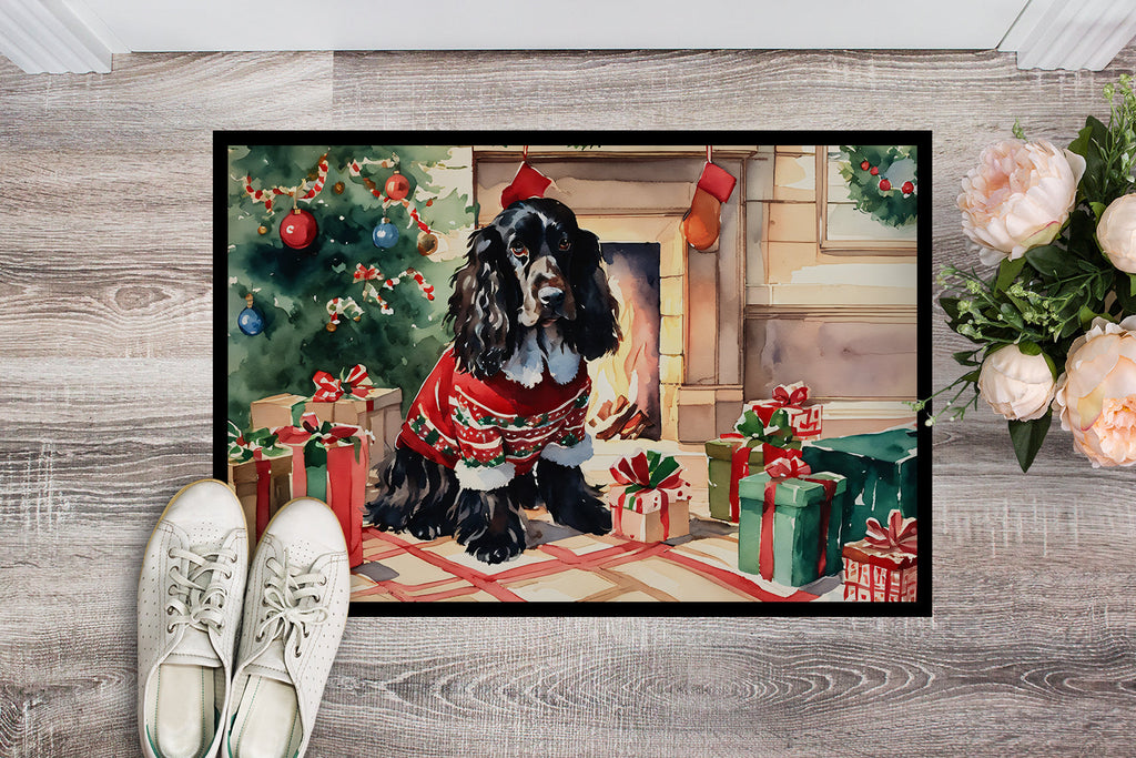 English Cocker Spaniel Cozy Christmas Doormat Indoor Outdoor 24H X 36W Front Door Mat Rugs for Entryway, Non Slip Washable Low Pile,