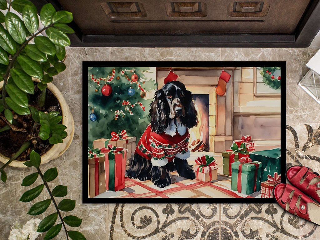 English Cocker Spaniel Cozy Christmas Doormat Indoor Outdoor 24H X 36W Front Door Mat Rugs for Entryway, Non Slip Washable Low Pile,