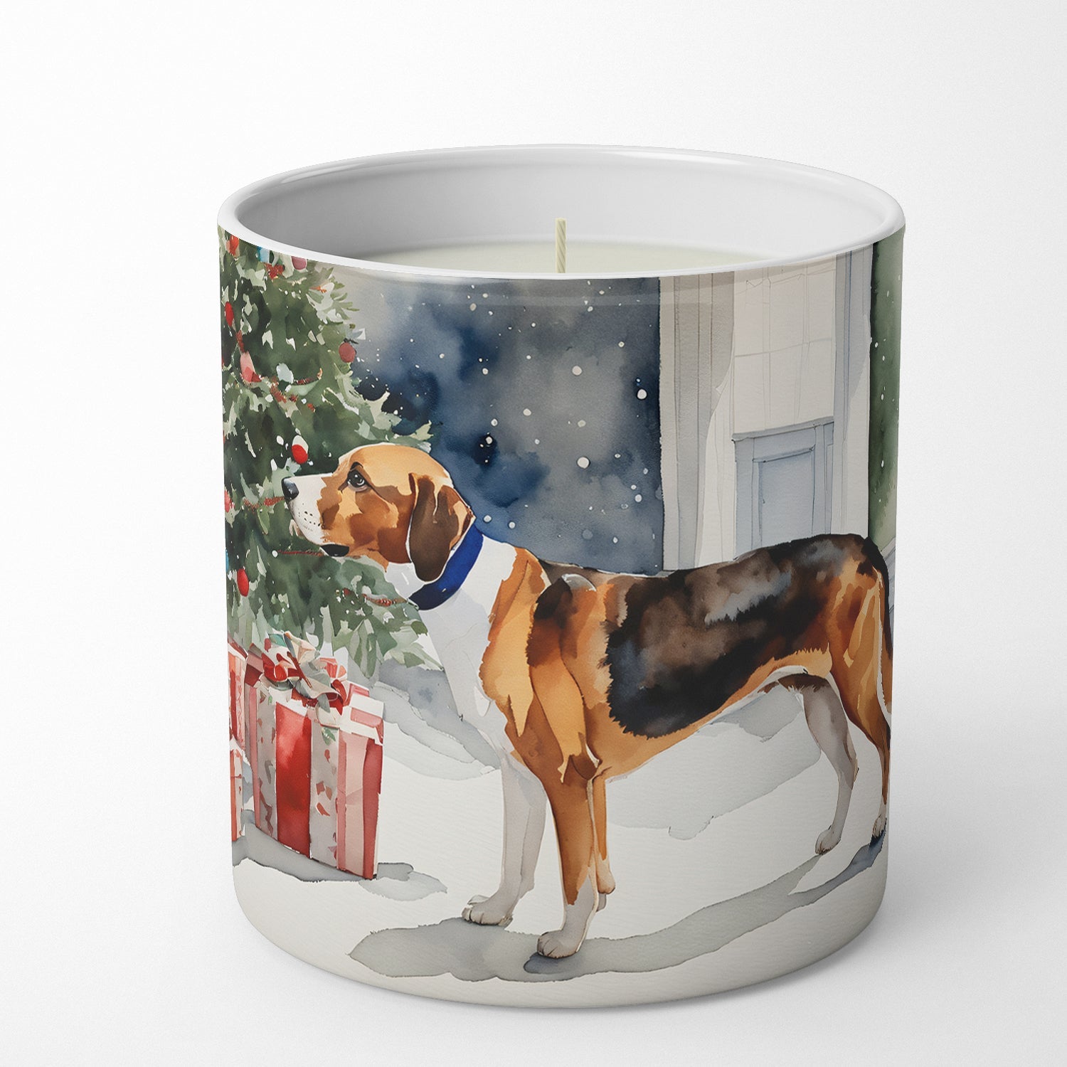 English Foxhound Cozy Christmas Decorative Soy Candle Nature Soy Wax Essential Oil Home Decor Ideal for Bedroom Kitchen Bath Office Gift, 10 oz