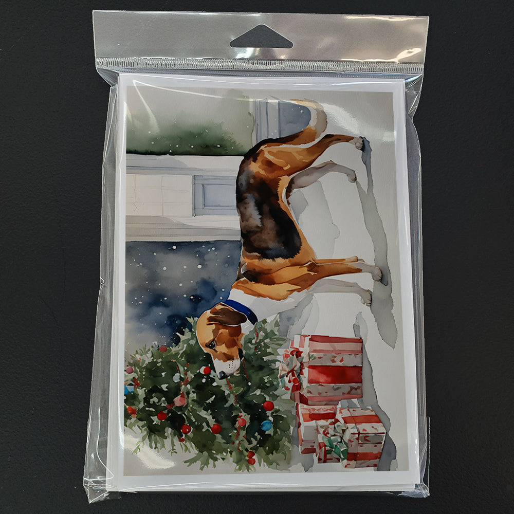 English Foxhound Cozy Christmas Greeting Cards Pack of 8 Blank Cards with Envelopes Whimsical A7 Size 5x7