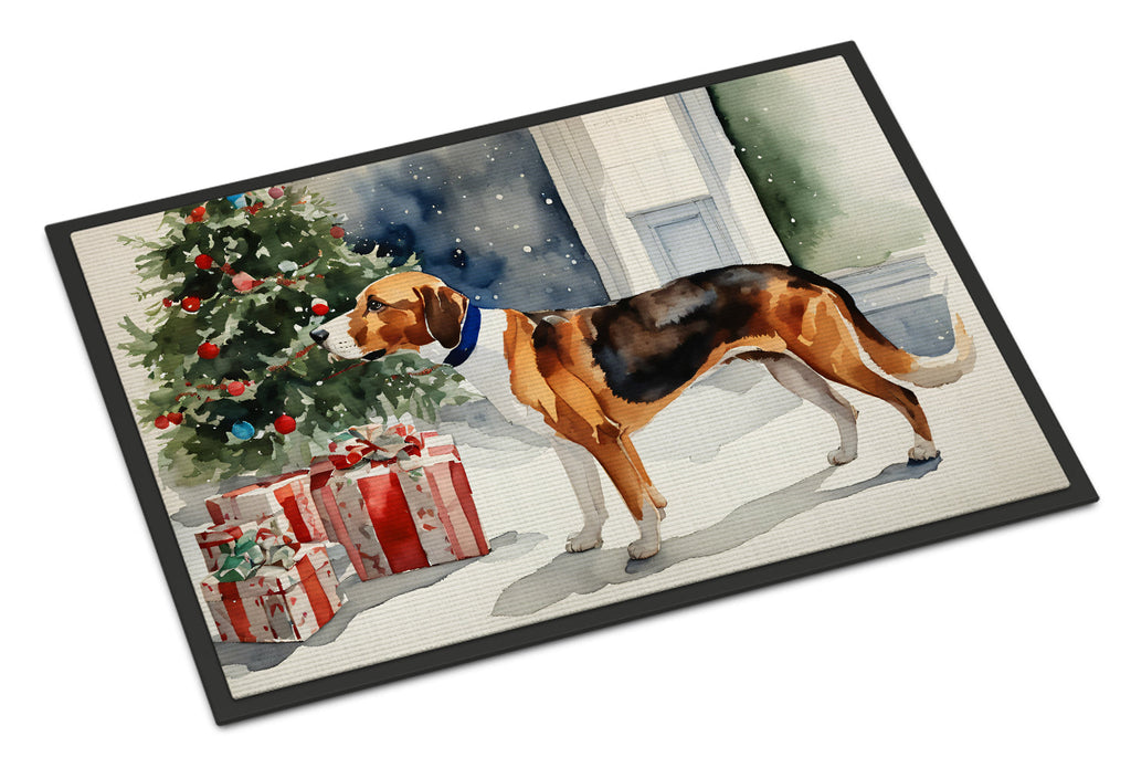 English Foxhound Cozy Christmas Doormat Indoor Outdoor 18H X 27W Front Door Mat Rugs for Entryway, Non Slip Washable