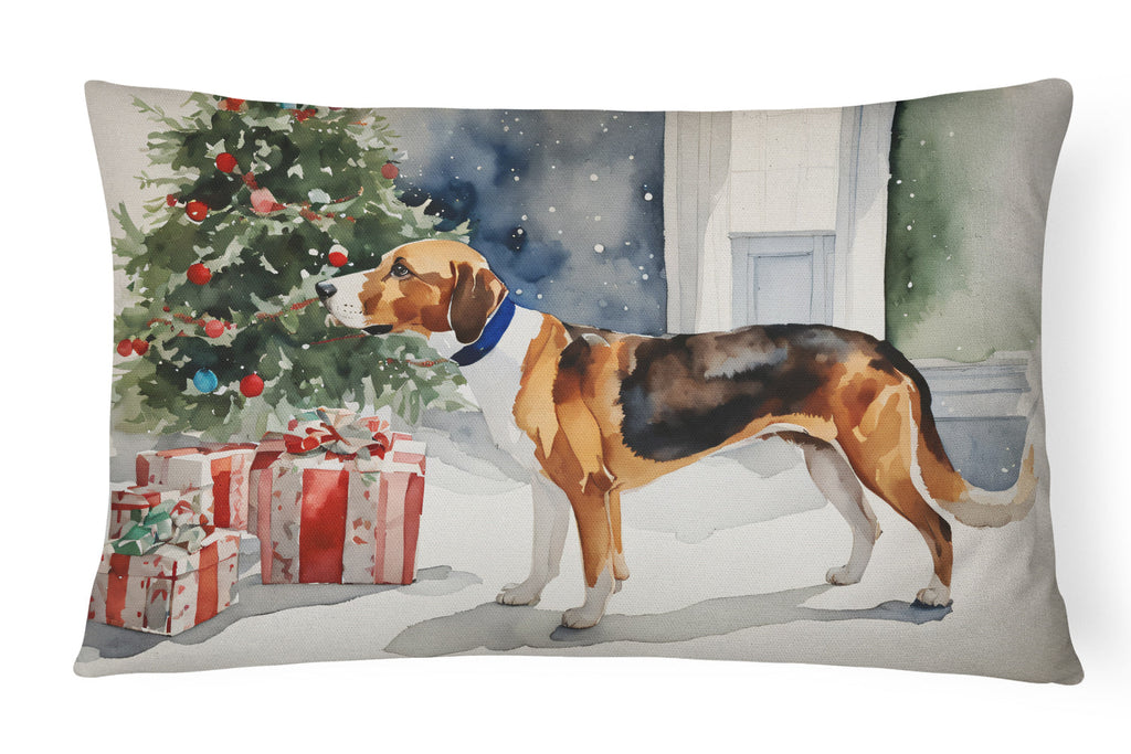English Foxhound Cozy Christmas Decorative Throw Pillow 12x16 Indoor Outdoor Accent Cushion, Fabric Cover with Insert for Sofa, Bed, Porch & Living Room