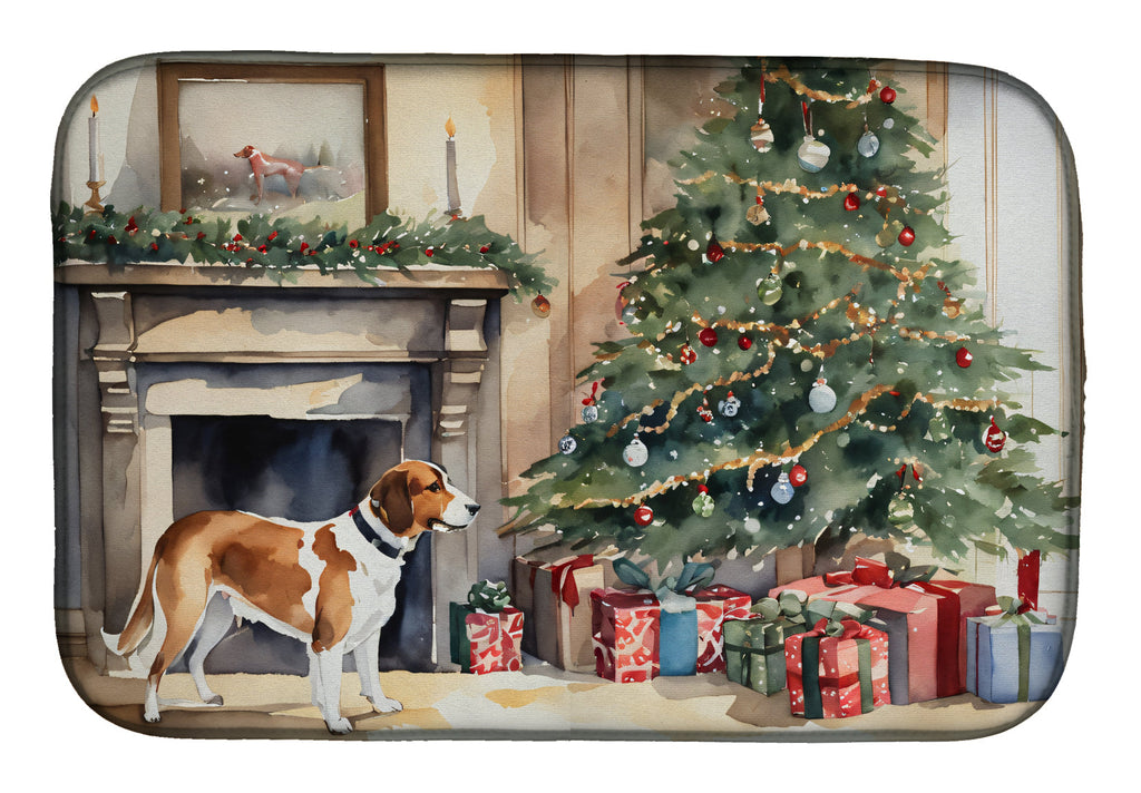 English Foxhound Cozy Christmas Dish Drying Mat Absorbent Dish Drying Mat Pad for Kitchen Counter Dish Drainer Mat for Countertop, 14 x 21", Multicolor