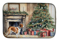 English Foxhound Cozy Christmas Dish Drying Mat Absorbent Dish Drying Mat Pad for Kitchen Counter Dish Drainer Mat for Countertop, 14 x 21", Multicolor