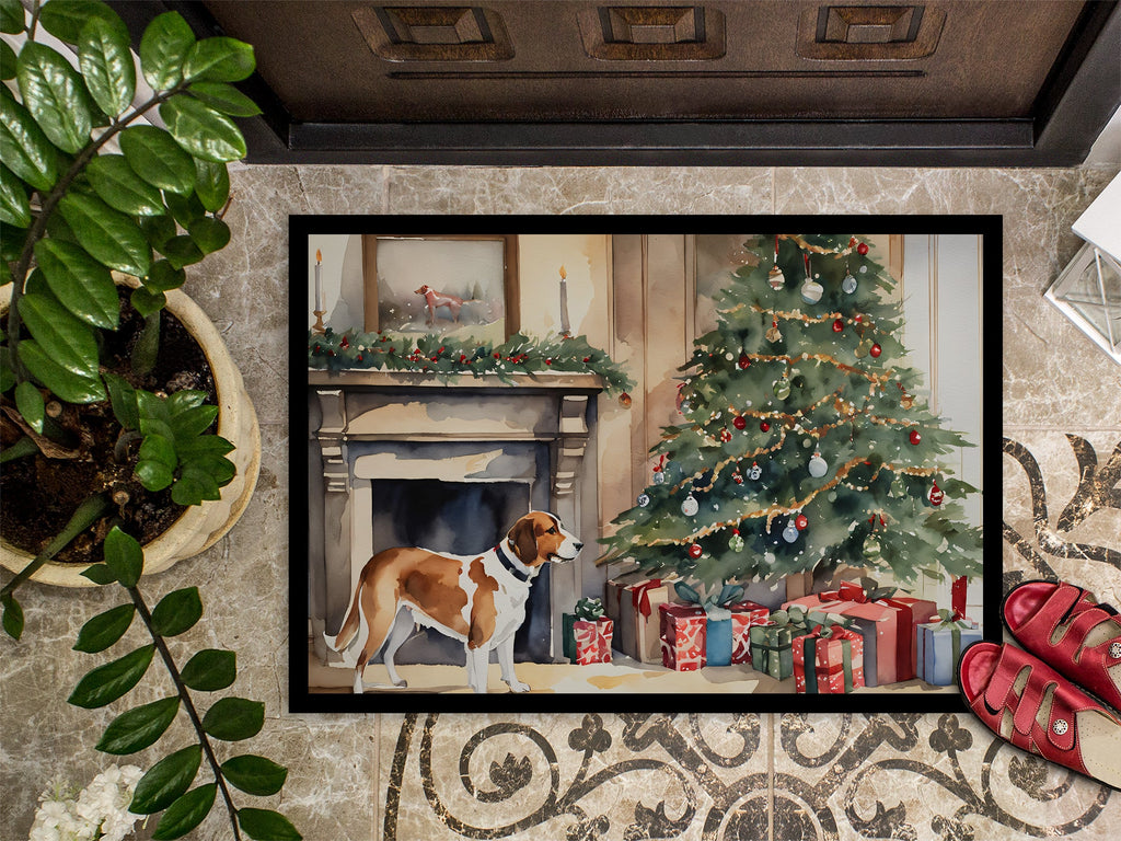 English Foxhound Cozy Christmas Doormat Indoor Outdoor 18H X 27W Front Door Mat Rugs for Entryway, Non Slip Washable