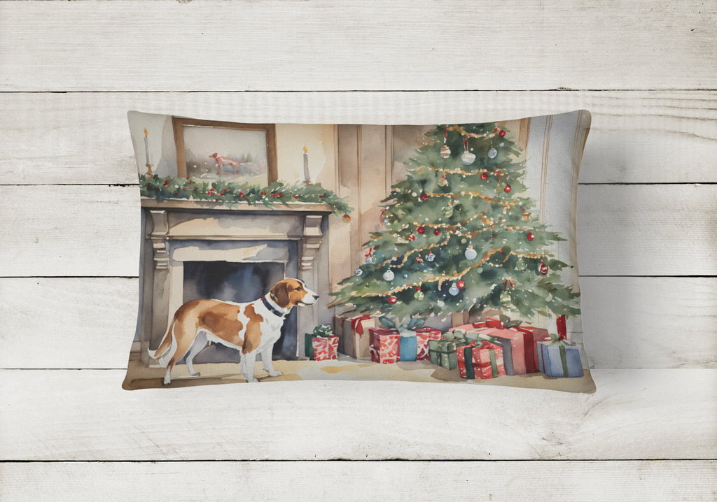 English Foxhound Cozy Christmas Decorative Throw Pillow 12x16 Indoor Outdoor Accent Cushion, Fabric Cover with Insert for Sofa, Bed, Porch & Living Room