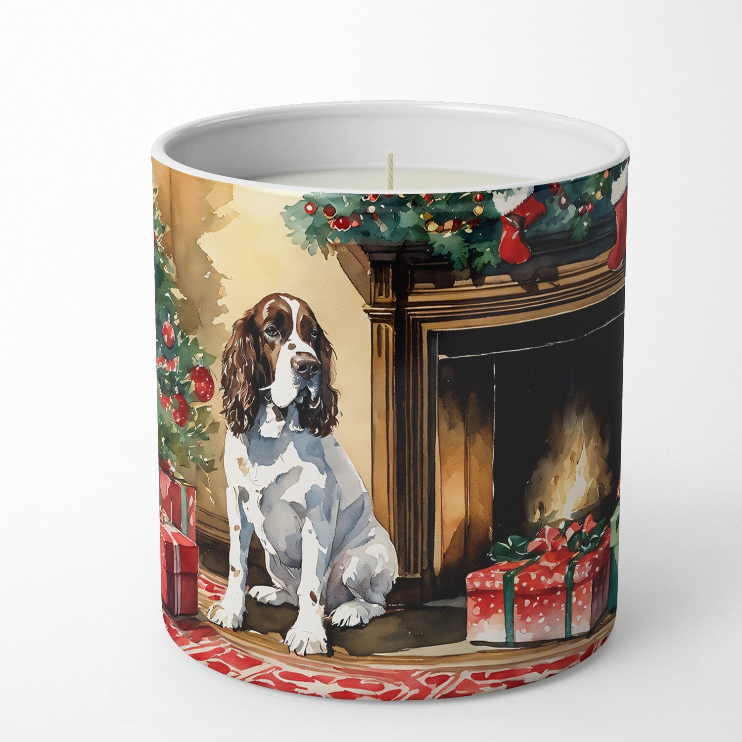 English Springer Spaniel Cozy Christmas Decorative Soy Candle Nature Soy Wax Essential Oil Home Decor Ideal for Bedroom Kitchen Bath Office Gift, 10 oz