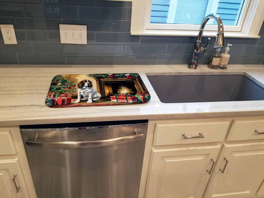 English Springer Spaniel Cozy Christmas Dish Drying Mat Absorbent Dish Drying Mat Pad for Kitchen Counter Dish Drainer Mat for Countertop, 14 x 21", Multicolor